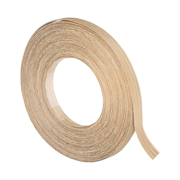 Uxcell banda de borde de chapa de madera de 1/2 pulgada x 49 pies, tiras de borde de roble blanco flexibles para restauración de muebles