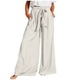 thumbnail image 2 of Lilgiuy Women's Summer Casual Pants Women's Casual Style High Waisted Solid Color Wide Leg Pants Ease into Comfort Barely Bootcut Dress Pants, 2 of 5