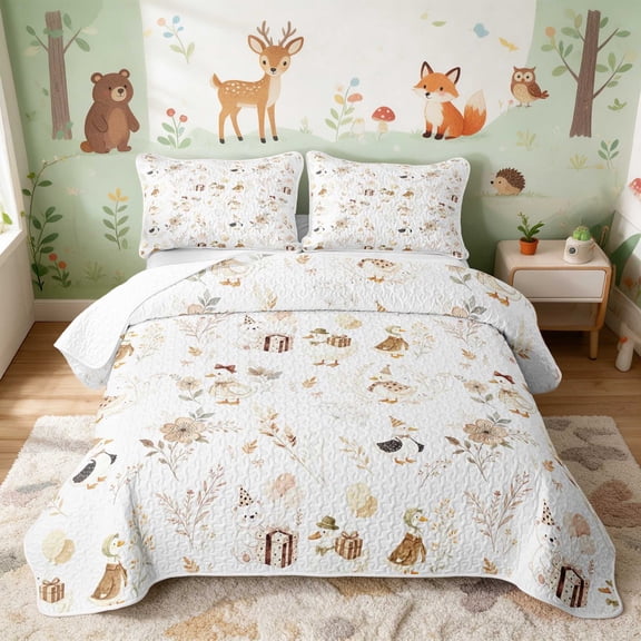 Erosebridal Duck Twin Quilt Set for Girls, Party Gifts Twin Coverlet Set, 2-Piece 1 Bedspread and 1 Pillowcase