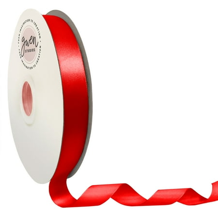 UPC: 0810056347581 | Red Double Faced Satin Ribbon for Crafts  7/8  x 100 Yards by Gwen Studios