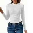 thumbnail image 1 of HAiming Basic Shirt Slim Fitted Crew Necl Long Sleeve Solid Color Pullover Casual Tops Soft Trendy Clothes, 1 of 6