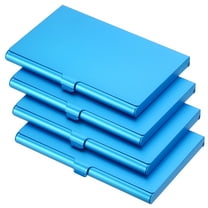 Professional Business Card Holder Aluminum Slim Pocket Credit Card Case, Blue 4 Pack