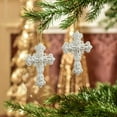 thumbnail image 6 of JVBTVB White Glitter Irregular Shaped Christmas Tree Ornament, Elegant Hanging Decoration with Sparkle, Butterfly Bow Cross Designs, 6 of 6