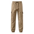thumbnail image 4 of WERYOUNG Boys Girls Cargo Pants Elastic Drawstring Waist Straight Leg Joggers Trousers Kids Loose Fit Back To School Pants 15-16 Years, 4 of 5