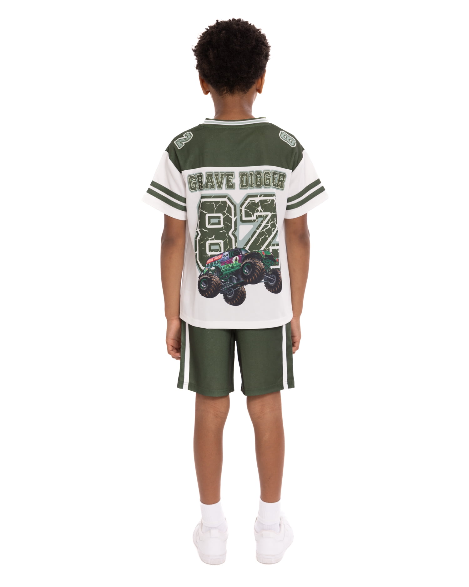 Monster Jam Boys V Neck Graphic Football Jersey and Shorts Set, Sizes 4-16