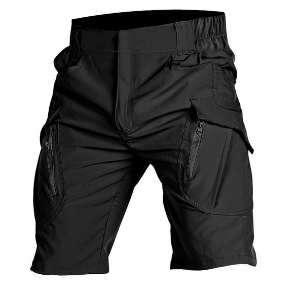 JAJAHO Mens Cargo Shorts Casual Outdoor Lightweight Semi Elastic Waist Stretch Work Shorts With Zipper Pockets Fishing Comfy Bottoms