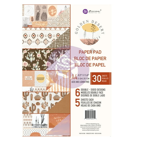 Prima Marketing Double-Sided Paper Pad A4 30/Pkg-Golden Desert