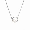thumbnail image 3 of Cadena de clavícula pequeña con cuentas de concha circulares de plata de ley 925, joyería de plata, 3 of 4