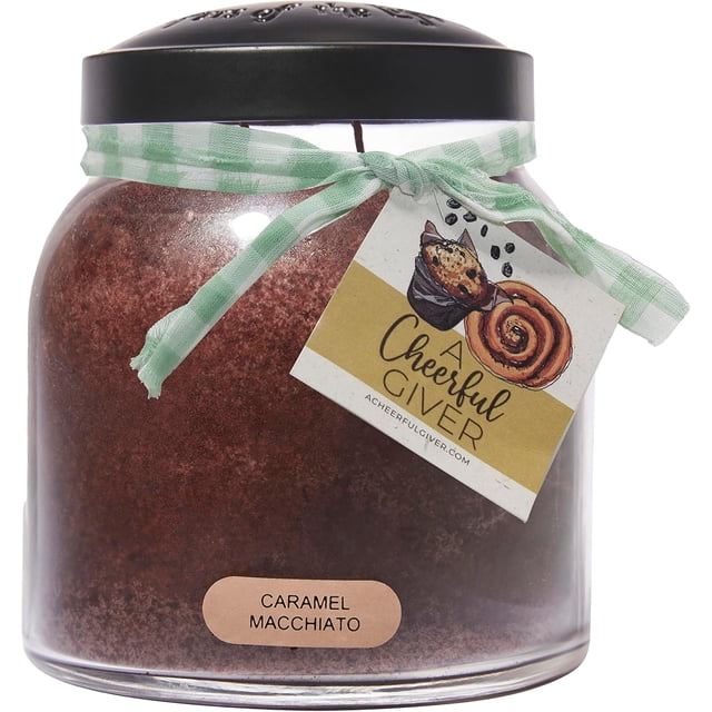 A Cheerful Giver - Caramel Macchiato Papa Scented Glass Jar Candle (34oz) with Lid & True to Life Fragrance Made in USA