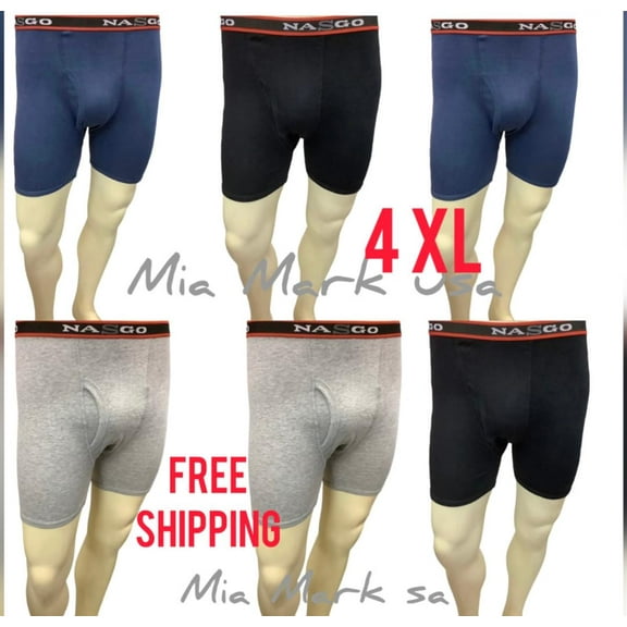 BRAND NEW MEN'S 6 PAIRS BOXER BRIEF UNDERWEAR SIZE 4 XL WITH FREE SHIPPING