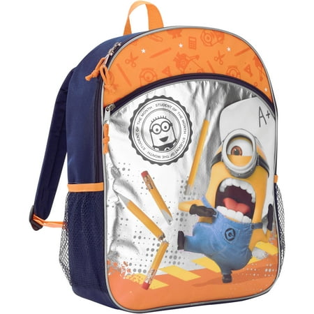 Despicable Me Minion 16'' Metallic Foil Front Pocket Kids Backpack