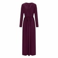 thumbnail image 4 of WRKEKC Womens Dresses Casual Solid Color Long Sleeve V-Neck Maxi Dress for Fall Winter Loose Fit Modest Style with Side Slits and Back Keyhole, 4 of 6