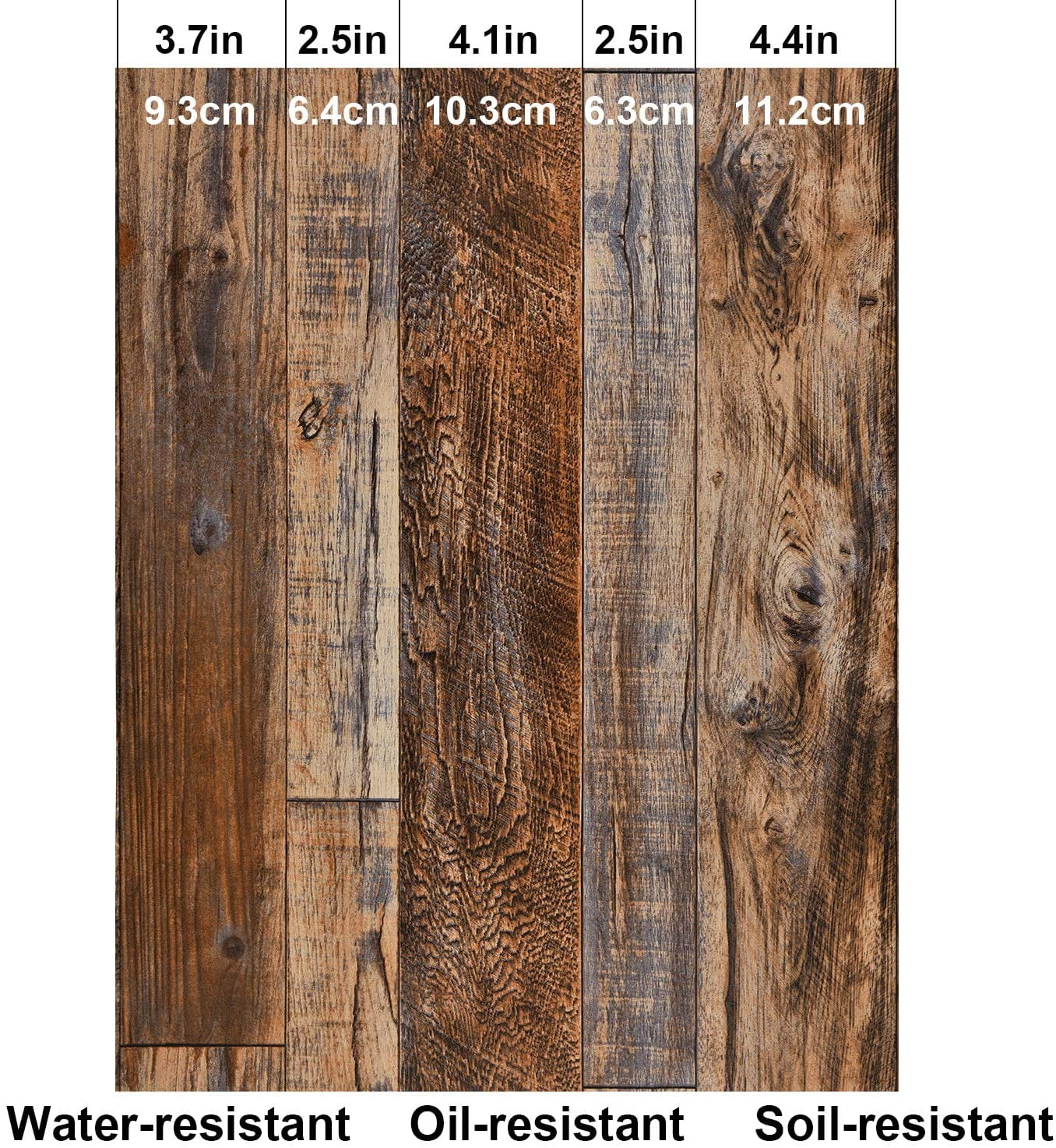 Caltero Peel and Stick Wallpaper Brown Wood Grain Wallpaper Self-Adhesive Contact Paper 17.72 in x 32.81 ft