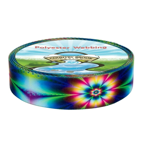 Country Brook Design - Tie Dye Flowers Polyester Webbing (2 Inch, 20 Yards)