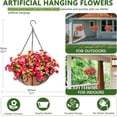 thumbnail image 4 of Artificial Hanging Flowers in Basket,Fake Daisy Plants Arrangement,inch Coconut Lining Basket Hanging Plant,Outdoor Indoor Patio Lawn Garden Porch Spring Decor (Dark Purple), 4 of 5