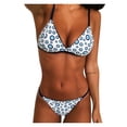 thumbnail image 1 of Conjunto de bikini HUOGUO, traje de baño brasileño de corte alto con estampado para mujer, 1 of 4