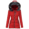 thumbnail image 4 of Zshosam Women's Plus Size Winter Windproof Warm Down Coats Waterproof Hooded Puffer Jacket(Red,XXL), 4 of 4
