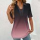 thumbnail image 2 of Tops Cortos para las Mujeres Blusas Impresas de Gradiente Camiseta de Manga Corta con Cuello de Vuelta, Tops de Blusa para las Mujeres Casual, 2 of 5