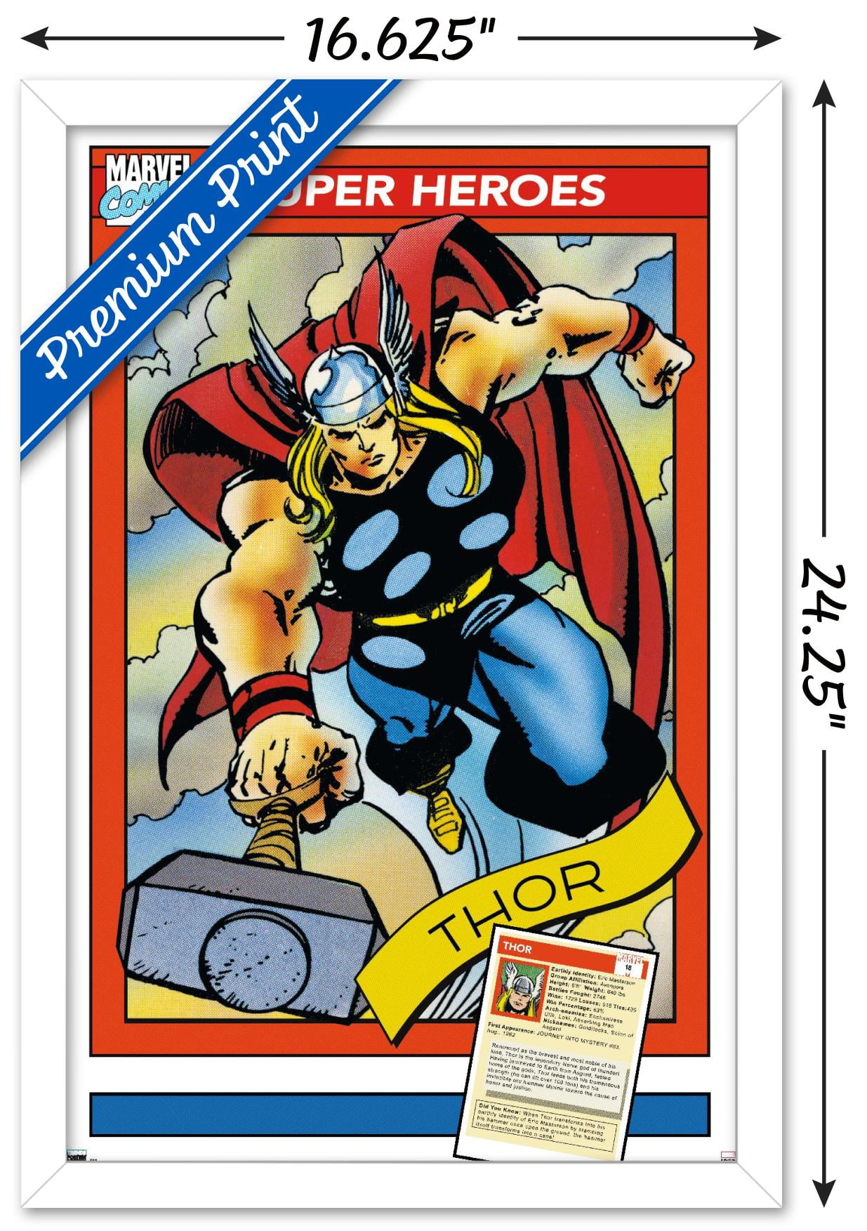 Marvel Trading Cards - Thor Wall Poster, 14.725" x 22.375" Framed