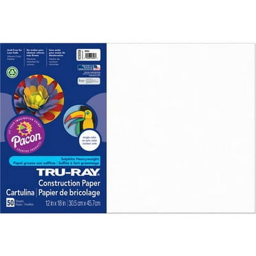 Pacon-2PK Tru-Ray Construction Paper, 76 Lb Text Weight, 12 X 18, White, 50/Pack