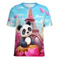 thumbnail image 5 of Funny Cute Panda Womens Tops Women's Fashion Casual Short Sleeve Flower Print Round Neck Pullover Top Blouse, 5 of 6