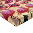 thumbnail image 2 of Ambesonne Flamingo Fitted Sheet, Tropical Birds Funny Beach, King Size, Pink Beige and Pale Sky Blue, 2 of 3