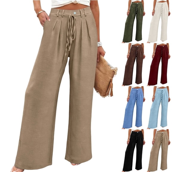 Women's Soft Nylon Spandex Stretch Trousers, Elastic Waist Straight Leg Long Pants with Functional Pockets, Tummy Control Slimming Fit, Casual Daily Wear, Work & Weekend | TruHer,Black L