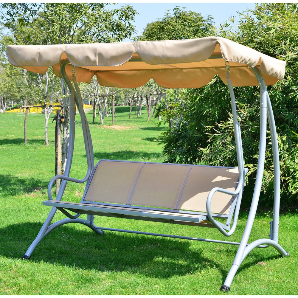 Outsunny Relaxer Covered Metal Canopy Porch Swing