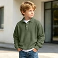 thumbnail image 6 of cocolona Button Down Casual Pullover Sweatshirts for Boys Lightweight Loose Casual Long Sleeve Collared Tops Sizes 3-14, 6 of 9