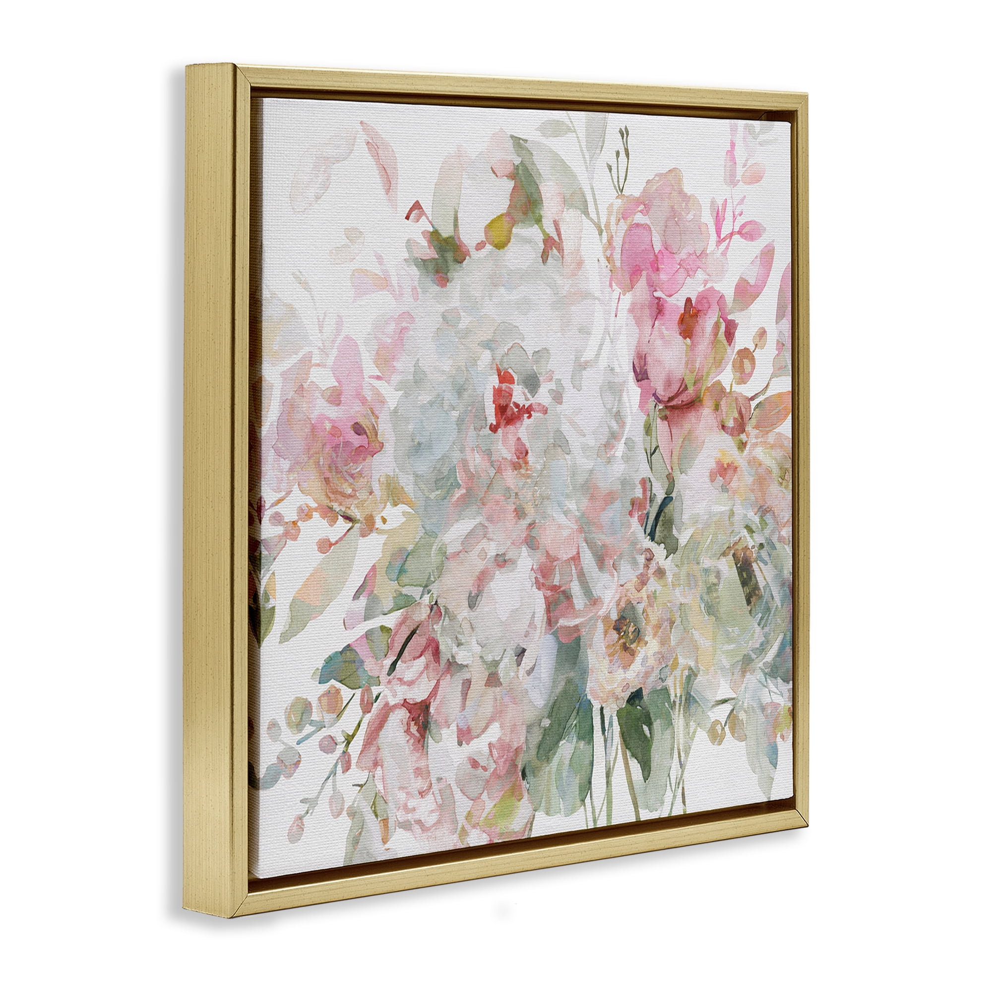 Stupell Industries Romantic Pastel Blossoms Gold Framed Floater Canvas Wall Art, design by Carol Robinson