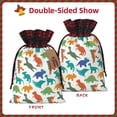 thumbnail image 2 of Rocae Colorful Dinosaur Print Christmas Drawstring Linen Gift Bag with Drawstrings Treat Bag Goody Present Bags for Christmas Party Favor, 2 of 8