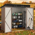 thumbnail image 4 of 6' x 4' Outdoor Storage Shed - Anti-Corrosion Metal, Double Lockable Doors, Waterproof UV-Proof, Outdoor Storage for Backyard/Patio/Lawn, Brown, 4 of 7
