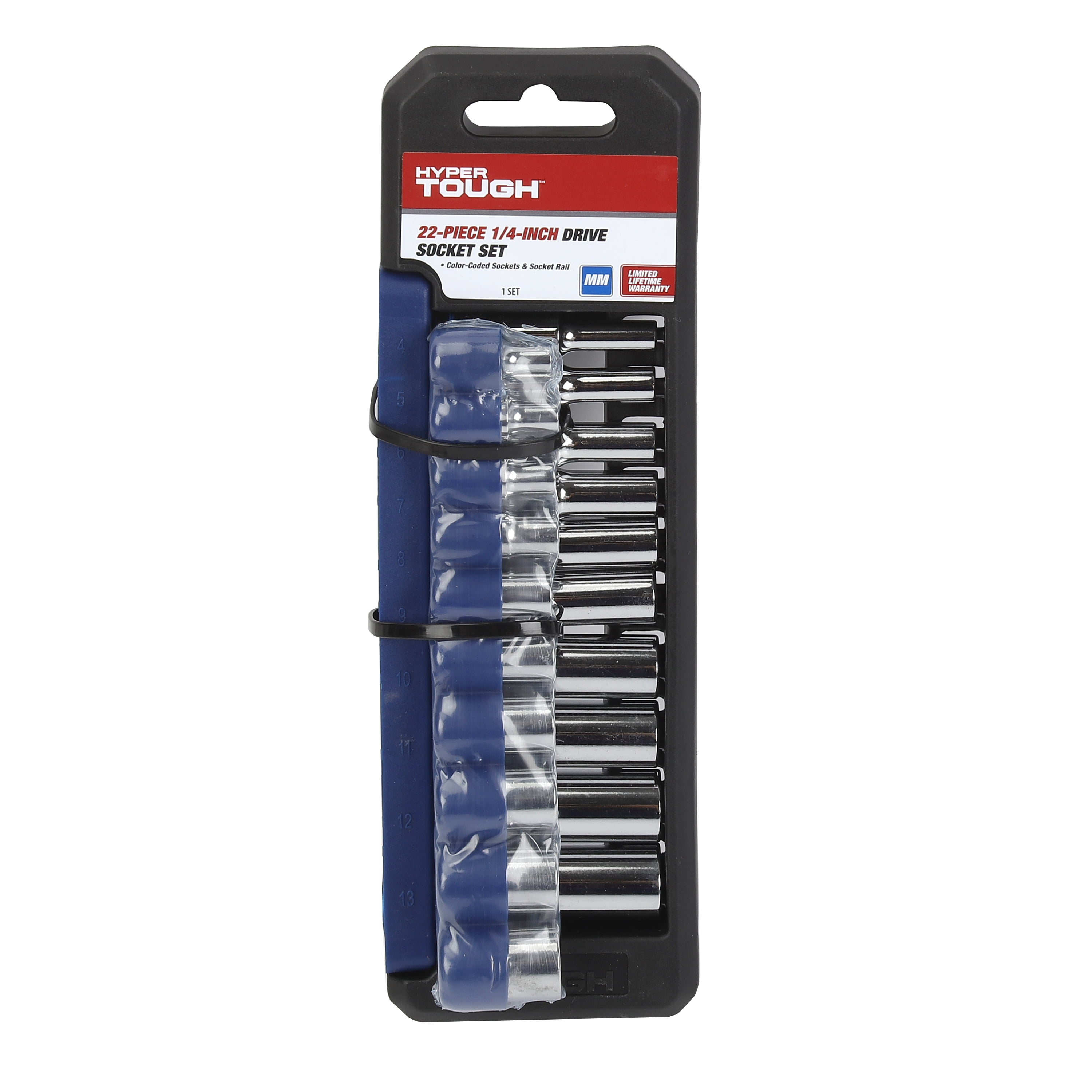 Hyper Tough 22-piece 1/4 inch Dr. Socket Set mm