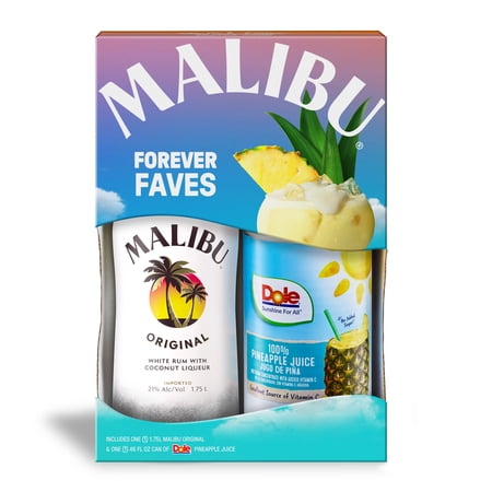 Malibu White Rum with Coconut Liqueur, 1.75 L Bottle, 21% ABV