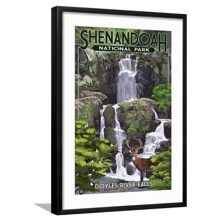 Art.com Shenandoah National Park, Virginia - Doyles River Falls Art Print by Lantern Press, Black Frame Wall Art, 21" x 29"