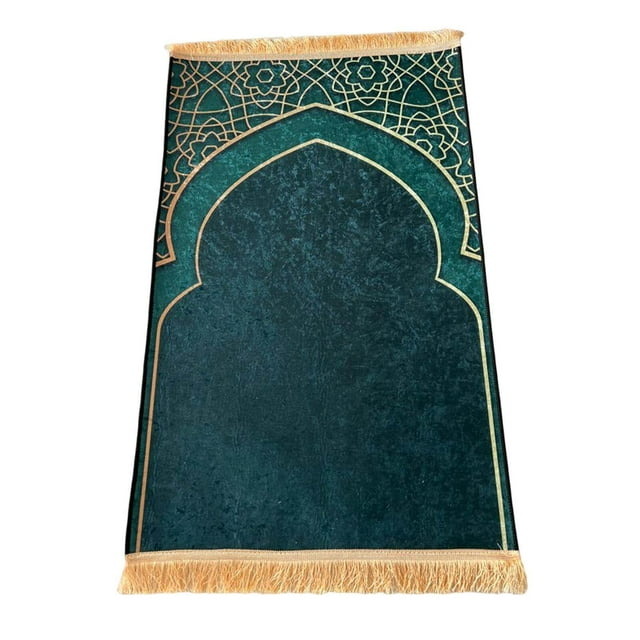 Prayer Rug Decoration Exquisite Polyester Nonslip Fathers Day Gifts Teens for Eid Travel Meditation Green