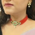 thumbnail image 3 of Efulgenz Indian Jewelry Set Crystal Faux Pearl Pendant Multi Layered Strand Beaded Choker Necklace Earrings Bollywood Jewelry Set, 3 of 5