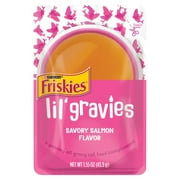 Purina Friskies Lil' Gravies Lickable Cat Treats, Soft Salmon Snacks, 1.55 oz Pouches (16 Pack)