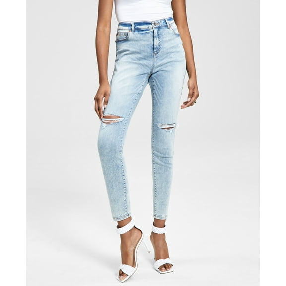 INC International Concepts Womens High Rise Ripped Skinny Jeans Medium Indigo 6