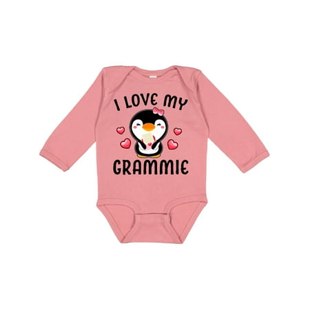 

Inktastic I Love My Grammie with Cute Penguin and Hearts Gift Baby Girl Long Sleeve Bodysuit