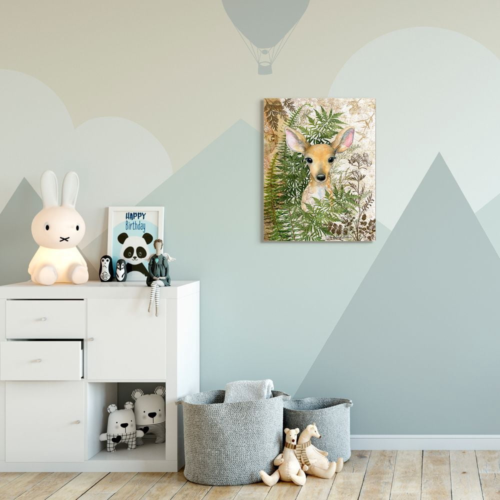 Stupell Industries Rustic Baby Fawn Children's Forest Animal Illustration Canvas Wall Art Design by Sherri Buck Baldwin, 24" x 30"