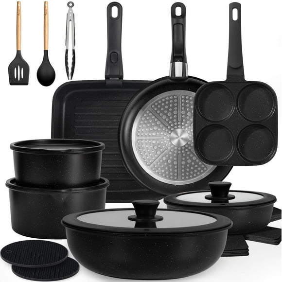 Juego de utensilios de cocina KIKCOIN, paquete de 24 unidades, antiadherentes, de inducción, RV Kitchen