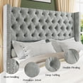 thumbnail image 3 of Merluxy King Bed Frame with Deep Button Tufted and Velvet Wingback Headboard,No Box Spring Needed,Light Gray, 3 of 10