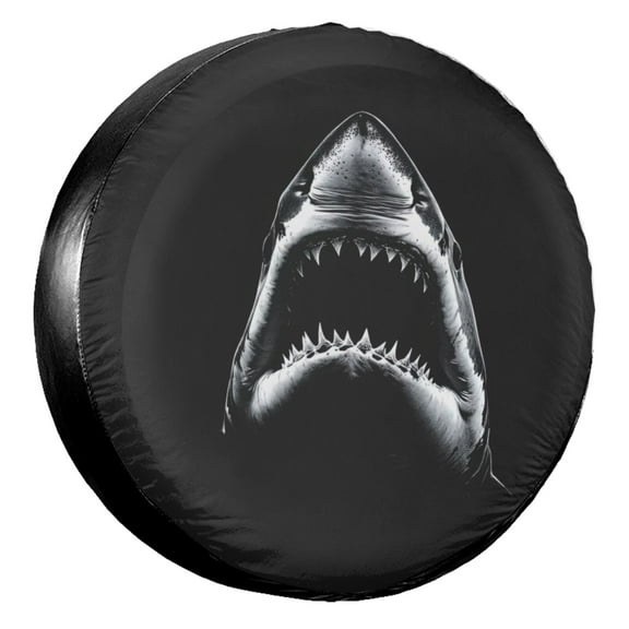 KAKALAD Shadow Black Shark 01 Spare Tire Cover Wheel Protectors Weatherproof Universal Vehicle Dust-Proof for Trailer Rv SUV Truck Camper Travel Trailer Accessories 14 ” Inch