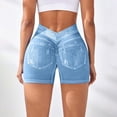 thumbnail image 5 of Holzkary Womens Scrunch Butt Lifting Shorts Faux Denim Gym Booty Shorts Seamless High Waist Workout Yoga Biker Jean Shorts scrunch butt shorts Light blue M, 5 of 8