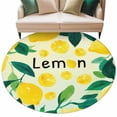 thumbnail image 2 of Farm Lemon Round Living Room Rugs 6 ft, Yellow Summer Fruit Green Leaves Beige Botanical Washable Area Rug with Non-Slip Sturdy Edge Binding Round Carpet for Kitchen Office Bedroom, 2 of 9