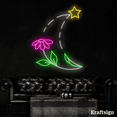 thumbnail image 4 of Craftnamesign Crescent Moon Flower Neon Sign, Bedroom Decor, Star LED Sign, 4 of 4