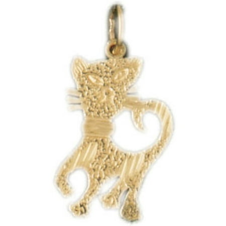 14K Yellow Gold Cat Pendant - 21 mm