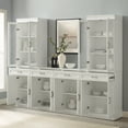 thumbnail image 3 of Sideboard with Glass Door Pantry Set - 3 Piece Storage Cabinet - Rustic White Living Room Buffet & Hutch, 3 of 3