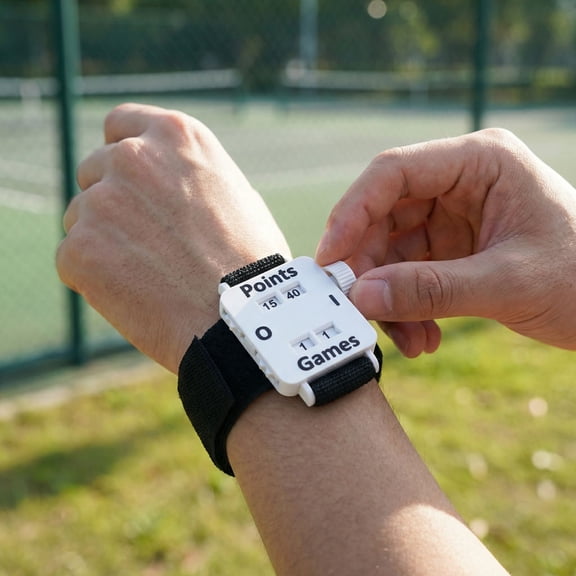 Tennis Score Keeper Wristband, Portable Manual Score Counter Watch with Points & Games Display, Adjustable Wrist Strap Scoreboard for Men Women